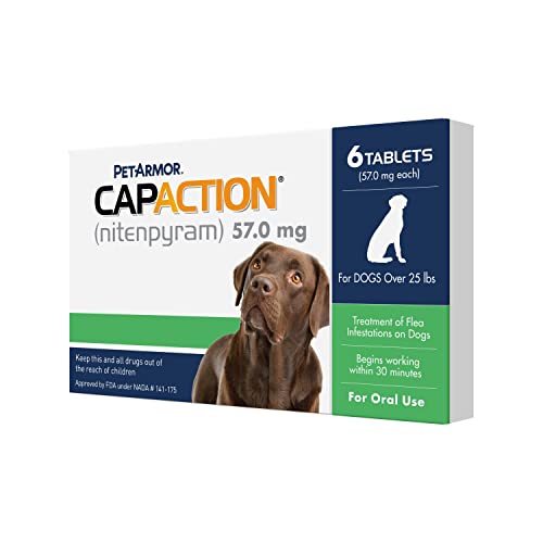 PetArmor CAPACTION (nitenpyram) Oral Flea Treatment for Dogs, Fast Acting Tablets Start Killing Fleas in 30 Minutes, Dogs Over 25 lbs, 6 Doses