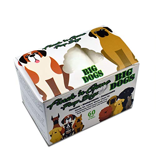 PetBro Flush 'n Gone Poop Bag for BIG DOGS - 6 rolls (60 Bags) - Flushable Poop Bags for Better Environment