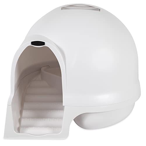 Petmate Booda Clean Step Cat Litter Box Dome (Made in the USA with 95% Recycled Materials)- Pearl White, Made in USA