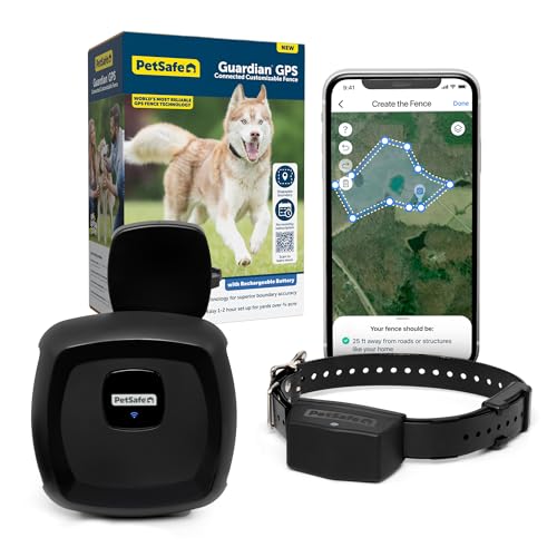 PetSafe Guardian GPS Connected Customizable Fence - World's Most Reliable GPS Fence Technology, Subscription-Free GPS Dog Fence, Create Your Own Boundary, Long Battery Life & Smartphone Sync