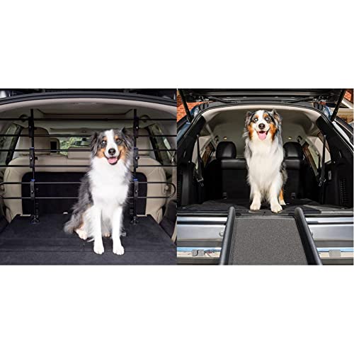 PetSafe Happy Ride Metal Dog Barrier & Happy Ride Folding Dog Ramp for Cars, Trucks, & SUVs - 62 Inch Portable Pet Ramp, Supports up to 150 lb, Easy Storage, Folds in Half