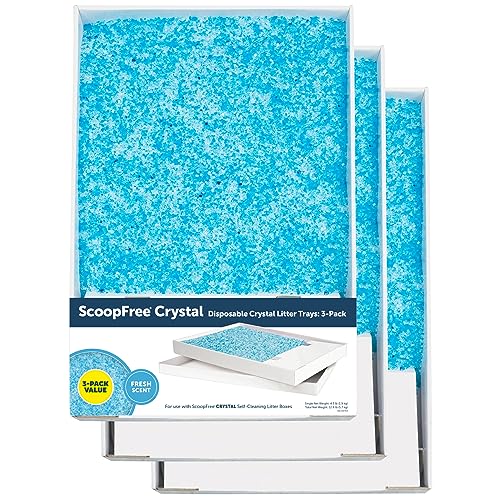 PetSafe ScoopFree Crystal Litter Tray Refills, Premium Blue Crystals, 3-Pack, Disposable Tray, Includes Leak Protection & Low Tracking Litter, Absorbs Odors On Contact