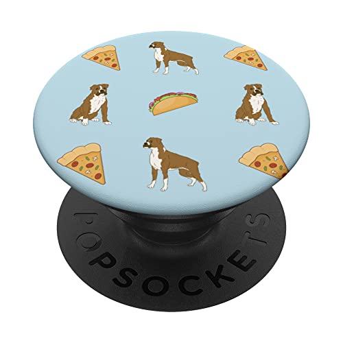 Pizza Tacos and Dogs Boxer Dog Food Lover PopSockets Swappable PopGrip