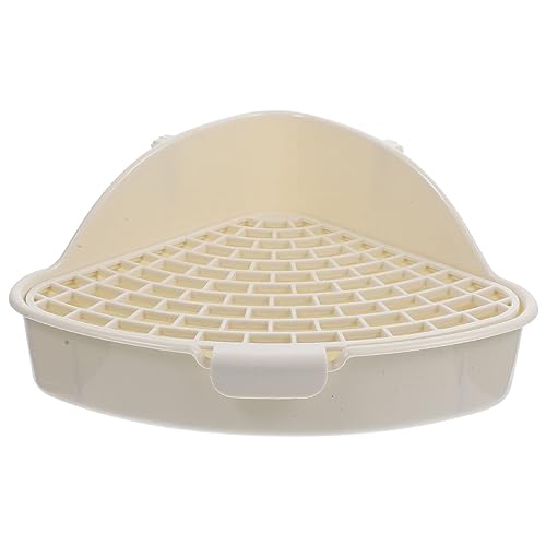 POPETPOP Corner Litter Box Rabbit Litter Box, Bunny Litter Box Corner Toilet Box Corner Litter Pan Potty Trainer for Guinea Pigs, Chinchilla, Ferret, Galesaur, Small Animals (White) Critter Litter