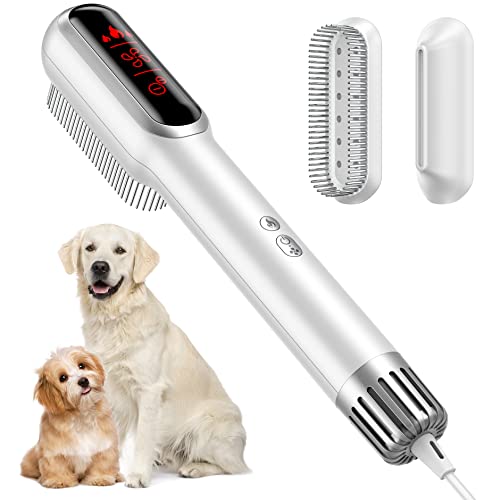 POSEAG Portable Dog Blow Dryer,Less Noise Dog Hair Dryer Smart Temp Feature,Dog Blower Grooming Dryer with Adjustable 3 Temperature Settings&3 Airflow Speed Settings for Household Travel-White