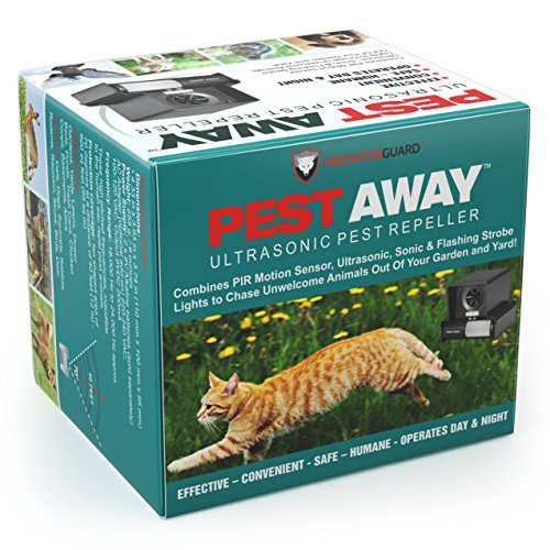 Predator Guard PestAway Ultrasonic Repeller - Motion Activated Lights & Noise Blasts Audible to Wild Animals Made to Repel Unwanted Creatures Away On Your Property, Waterproof Light Easy to Install