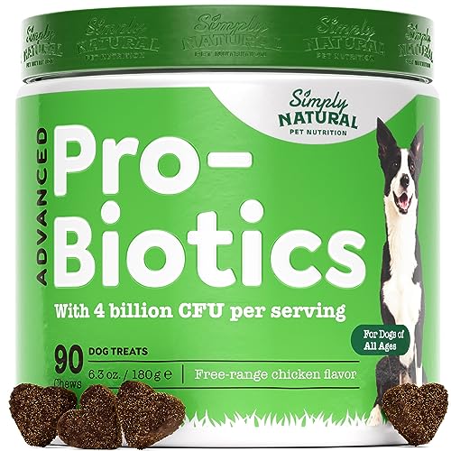 Probiotic for Dogs with 4 Billion CFUs, Dog Probiotics and Digestive Enzymes - Help to Prevent Diarrhea, Pet Probiotics for Dogs Healthy Gut and Digestion, 90 Probiotic Chews for Dogs