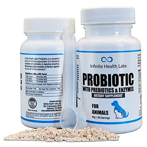 Probiotics for Dogs and Cats - Vet Formulated Pet Prebiotic & Enzyme Powder for Digestive, Gut & Immune Health - 160 Servings