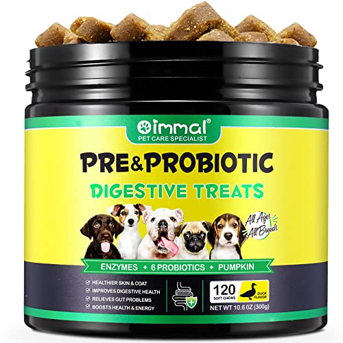 Probiotics for Dogs,Digestive Treats Dogs Probiotics and Digestive Enzymes, Dog Digestive Health Gut, Immune Bowel Support, Reduce Diarrhea, Gas, Dog Probiotics Treats 120 Count