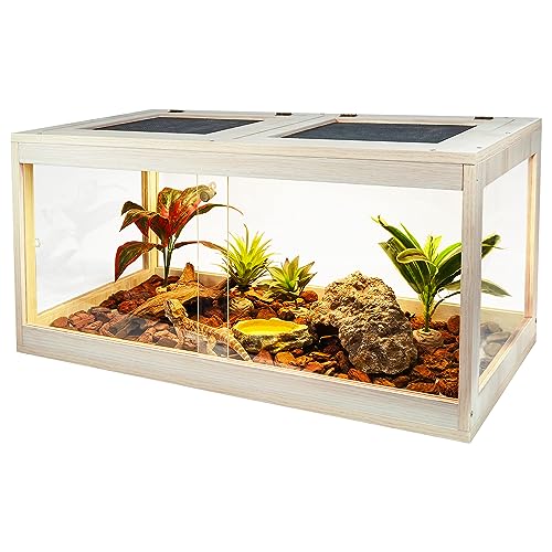 Prolee 60 Gallon Reptile Terrarium Tank 40 Inch Lizard Tank Bearded Dragon Tank with Roof Door, Snake Tank with Built-in Lamp Fixture and Switch with Lock Design