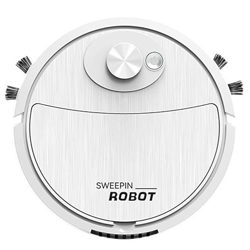 Pure Clean Robot Vacuum Cleaner - Upgraded Lithium Battery 50 Min Run Time - Automatic Bot Self Detects Stairs Pet Hair Allergies Friendly Robotic Home Cleaning for Carpet Hardwood Floor - White