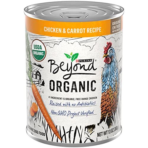 Purina Beyond Organic Wet Dog Food, Organic Chicken & Carrot Adult Recipe Ground Entrée with Broth - (12) 13 oz. Cans