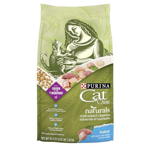 Purina Cat Chow Hairball, Healthy Weight, Indoor, Natural Dry Cat Food, Naturals Indoor - (4) 3.15 lb. Bags