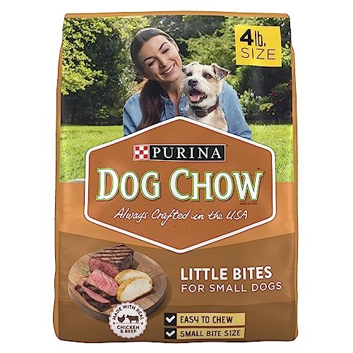 Purina Dog Chow Little Bites for Small Breed Dog Food Dry Recipe, With Real Chicken and Beef - (4) 4 lb. Bags