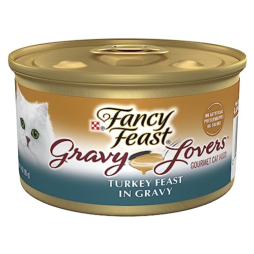 Purina Fancy Feast Gravy Lovers Turkey Feast Gourmet Cat Food in Wet Cat Food Gravy - (24) 3 oz. Cans