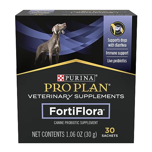 Purina Fortiflora Probiotics for Dogs, Pro Plan Veterinary Supplements Powder Probiotic Dog Supplement ,30 Count (Pack of 1)