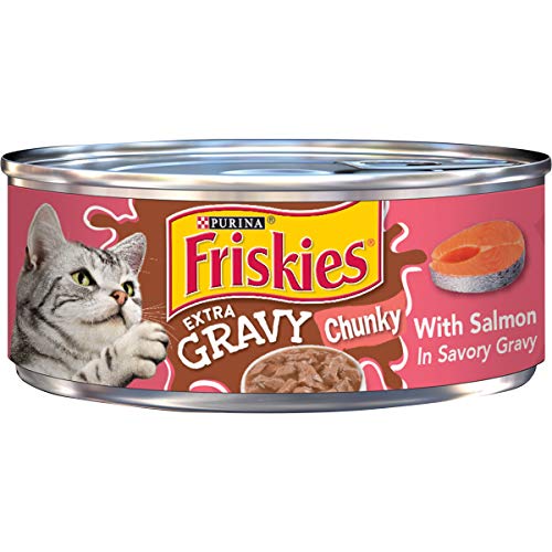 Purina Friskies Gravy Wet Cat Food, Extra Gravy Chunky With Salmon in Savory Gravy - (24) 5.5 oz. Cans