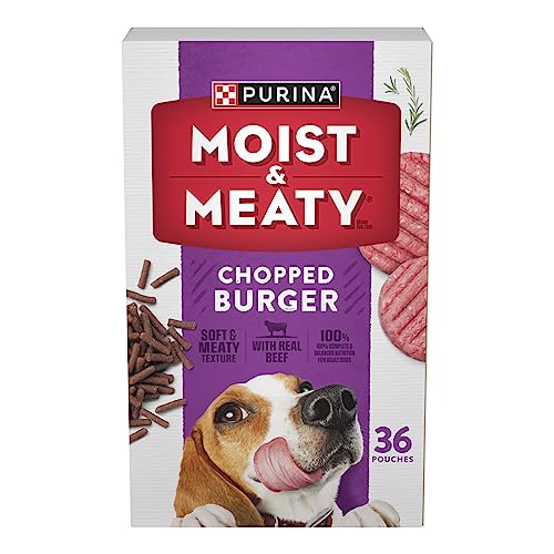 Purina Moist & Meaty Dog Food Chopped Burger Soft Dog Food Pouches - 36 ct. Pouch