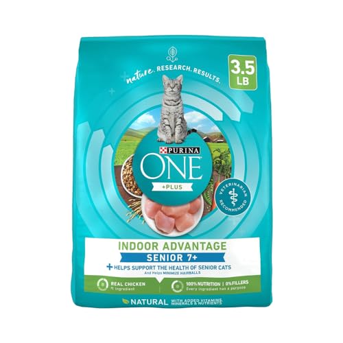 Purina ONE High Protein, Natural Senior Dry Cat Food, Indoor Advantage Senior (3.5 lb (Pack of 1))