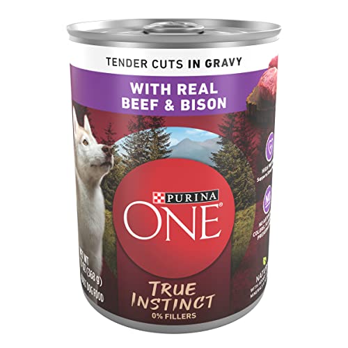 Purina ONE High Protein Wet Dog Food True Instinct Tender Cuts in Dog Food Gravy with Real Beef and Bison - (12) 13 oz. Cans