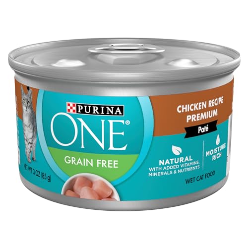 Purina ONE Natural, Grain Free Wet Cat Food Pate, Chicken Recipe - 3 oz. Pull-Top Can