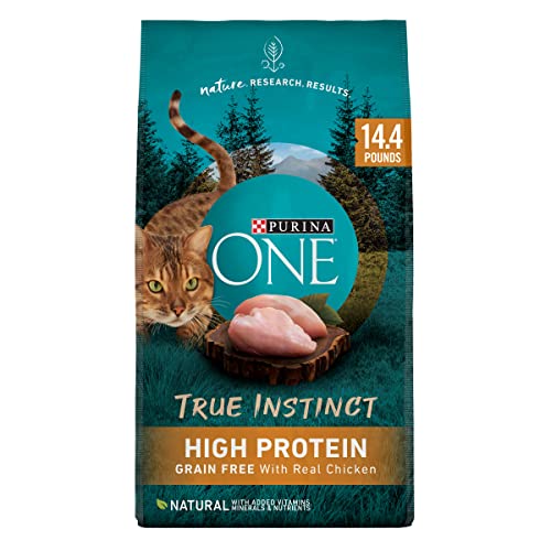 Purina ONE Natural, High Protein, Grain Free Dry Cat Food, True Instinct With Real Chicken - 14.4 lb. Bag