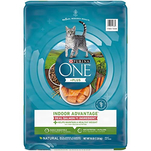 Purina ONE Natural Low Fat, Indoor Dry Weight Control High Protein Cat Food Plus Indoor Advantage with Real Salmon - 16 lb. Bag