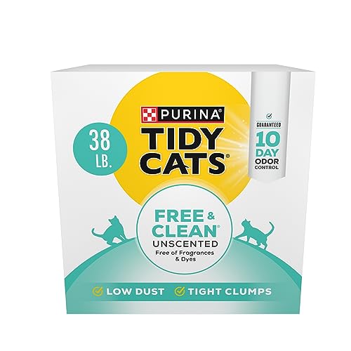 Purina Tidy Cats Clumping Cat Litter, Free & Clean Unscented Multi Cat Litter - 38 lb. Box