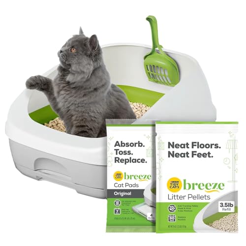 Purina Tidy Cats Litter Box System, BREEZE System Starter Kit Litter Box, Litter Pellets & Pads