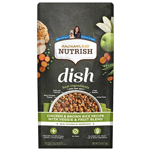 Rachael Ray Nutrish Dish Premium Natural Dry Dog Food, Chicken & Brown Rice Recipe with Veggies & Fruit, 3.75 Pounds