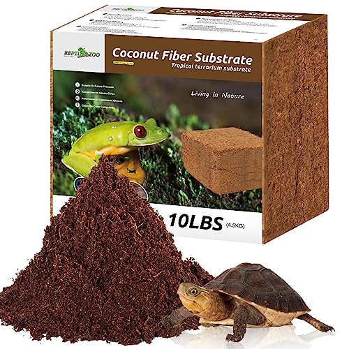 REPTI ZOO Reptiles Coconut Fiber Substrate 72 Quart, Reptile Bedding Coco Husk for Turtle, Tortoises, Hermit Crab, Spider | 100% Organic | Odor Absorption | Compostable