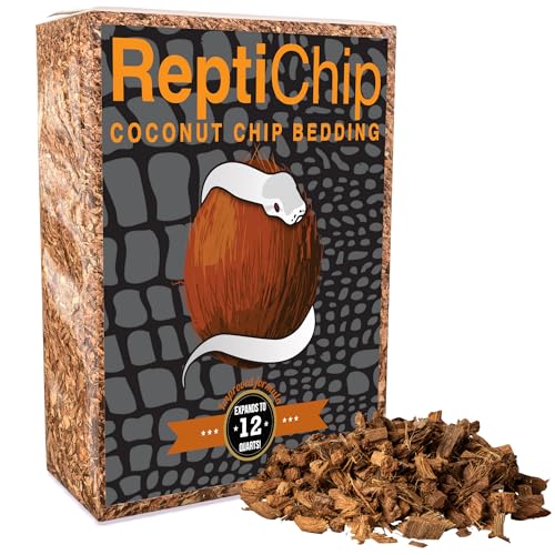 ReptiChip Coconut Substrate for Reptiles 12 Quart Loose Coarse Coconut Husk Chip Reptile Bedding for Ball Pythons, Tortoises, Geckos, Frogs, Snakes or Lizard Terrarium Tanks