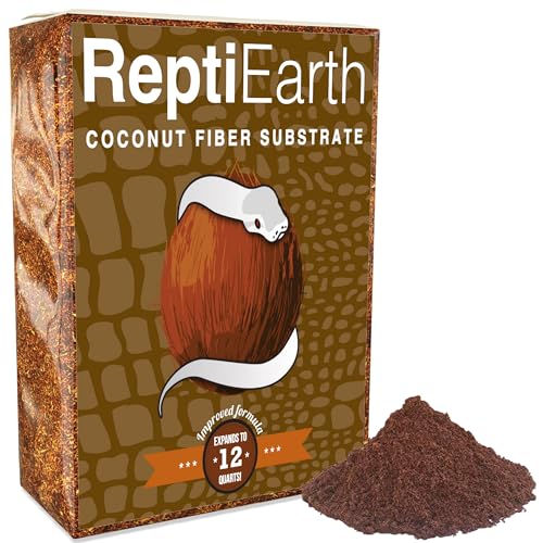 ReptiEarth Fine Coconut Fiber Substrate, Fluffy Small-Strand Reptile Substrate and Snake Bedding for Bioactive Terrarium Tanks, Organic Coco Fiber for Lizards, Frogs, Tarantulas (12 Quart)