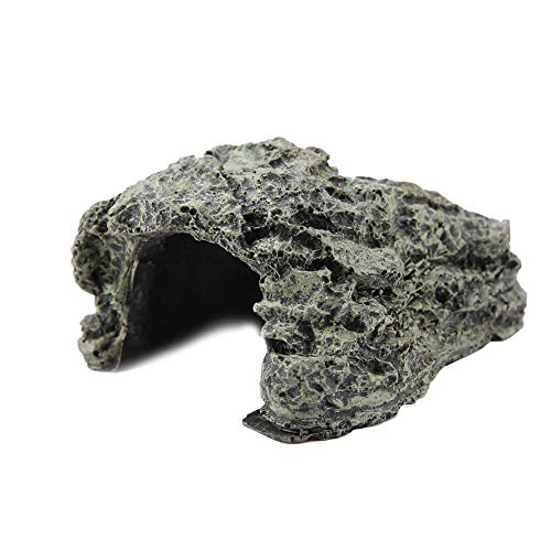 Reptile Hideout Cave,Resin Rock Hides Habitat Decor Fish Tank Decorations Shelter Tortoise Basking Terrace Pet Terrarium Nest Decoration for Gecko,Spiders,Frogs,Fish,Turtles and Hermit Crabs