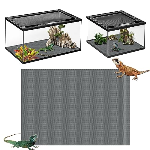 Reptile Tank Accessories,EVA Leopard Gecko Bearded Dragon Tank Accessories, Terrarium Tank Decor Carpet Substrate for Lizard, Iguana, Snake, Tortoise, Non-Adhesive Reptile Habitat Bedding, Grey