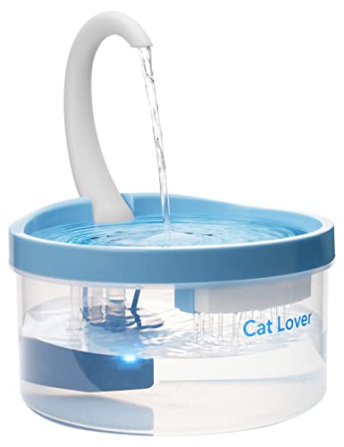 Rosfim Cat Water Fountain, 68 oz/2,0L LED Pets Dispenser Dog Water Fountain, Ultra Quiet Automatic Dog Drinking Fountain for Cat and Dog