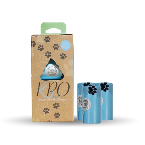 RPO's Animal Poop Bags, Standard 9" x 13", Guaranteed Leak & Odor Proof, Unscented Refill Rolls, 120 Count