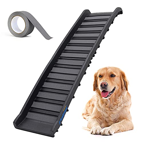 Ruedamann 62" L × 15" W Foldable Pet Ramp,Holds up to 150 lbs,Lightweight Portable Folding Ladder Durable Plastic for Cars, Trucks and SUVs