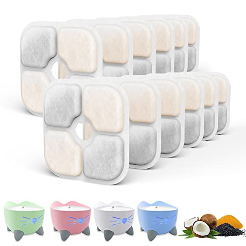 SAMANIJA 12-Pack Cat Water Fountain Filters, Compatible with Catit PIXI Pet Fountain Keep Your Cat Healthy and Hydrated