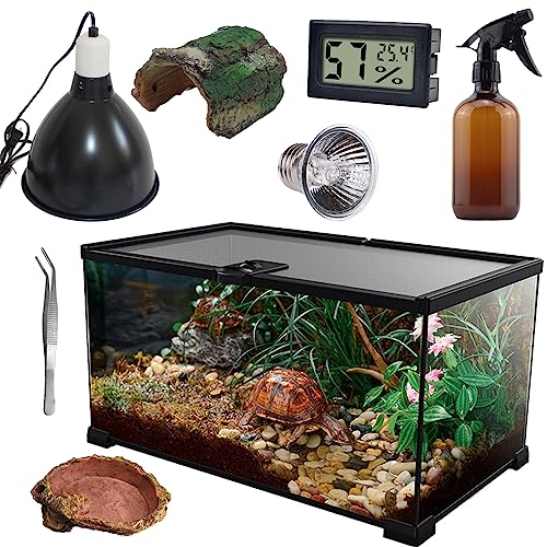 SARUFO Reptile Enclosure Kit (8 Pieces) 12 * 8 * 6 in, Amphibian Tank Starter Kit, Suitable for Small Reptiles Such as Geckos, Snakes, Lizards, Turtles, Chameleons, Serpents(12 * 8 * 6 inchs)