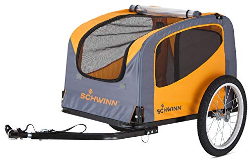Schwinn Rascal Bike Pet Trailer, For Small and Large Dogs, Lightweight, Tow with Bicycle, Up to 50 lbs. Small, Orange/Grey