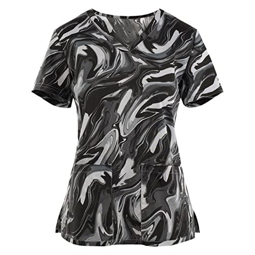 Scrubs for Women Scrub Star Stretch Womens Working Uniform Tops Scrub Tops Scrubs Sets for Women Scrubs Womens Dog Tees Cheetah Print Top Christmas Scrub Tops Animal Printed T Shirts Lavender