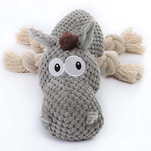 Sedioso Stuffed Dog Toys, Tug of War Plush Dog Toy for Large Breed, Cute Animal Squeaky Dog Toys with Crinkle Paper, Dog Chew Toys for Puppy, Small, Middle, Big Dogs (Grey, Donkey)