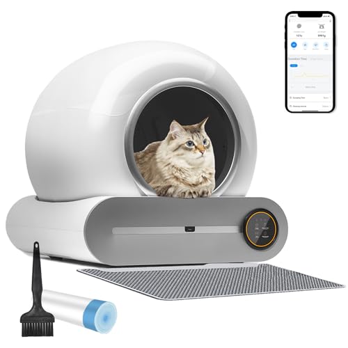 Self Cleaning Cat Litter Box, Upgraded Automatic Cat Litter Box 65L Extra Large Capacity Cleaning Robot, APP Control/Odor Removal/Safety Protection/Low Noise Litter Box for Multiple Cats