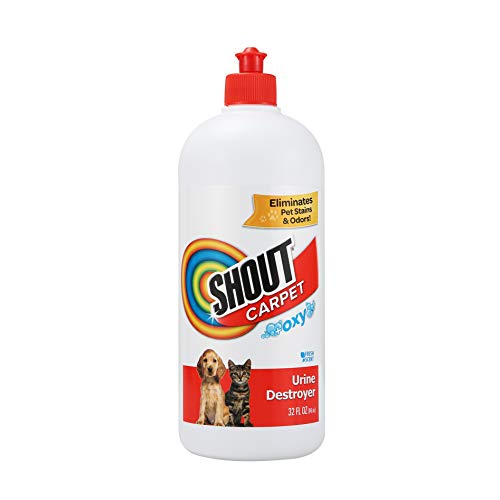 Shout Carpet Turbo Oxy Urine Destroyer | Carpet Cleaner Completely Removes Tough Urine Stains & Prevents Pet from Remarking | Safe for Kids & Pets | Fresh Scent, 32 Oz