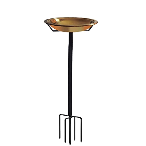 Silintion Bird Bath Detachable with Metal Stake Stand,Birdbath Bowl Birdfeeder with 5-Prong Base for Outdoor Garden