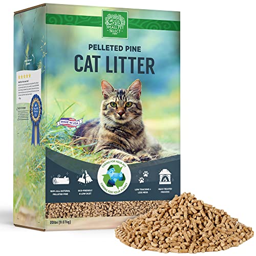 Small Pet Select Premium Pine Pelleted Cat Litter, 100% All Natural Pellet Kitty Litter, Non Clumping Non Tracking Low Dust Litter Meant for Use with Sifting Litter Box, Made in USA, 20 lbs