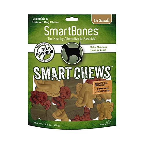 SmartBones Smart Chews, Rawhide Free Dog Chews, Treats for Dogs Made with Real Chicken and Vegetables, 14 Count Small