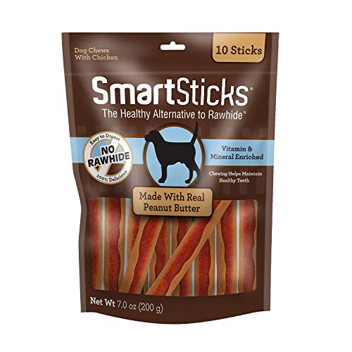 SmartBones SmartSticks, Treat Your Dog to a Rawhide-Free Chew Made With Real Meat and Vegetables 10 Count (Pack of 1)