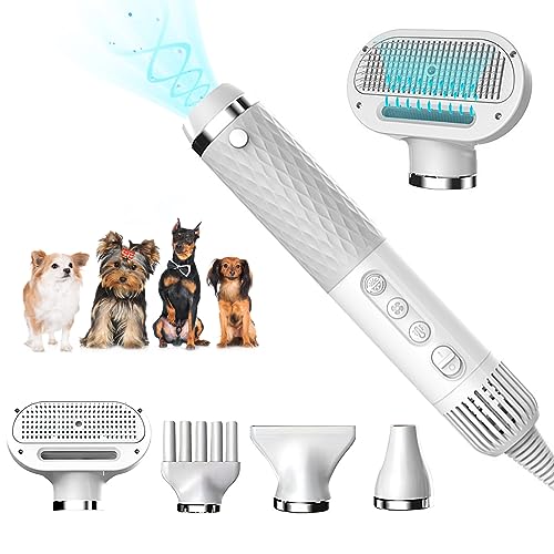 SmartTail Dog Dryer,Portable Dog Hair Dryer Quiet,5 in 1 Dog Blow Dryer for Grooming,4 Nozzles Pet Hair Dryer for Dogs/Cats,Lightweight Pet Dryer for Home Travel Use